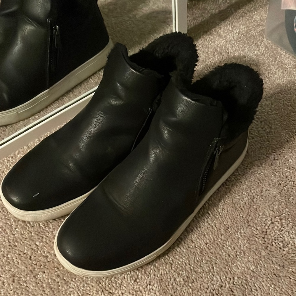 Black side zip ankle sneakers